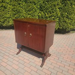 Vintage Cherry Wood Cabinets With Lock And Glass Top