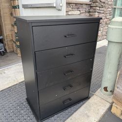 Hasuit Black Dresser for Bedroom, 5 Drawer Dresser with Sturdy Base, Wooden Large Capacity Storage Cabinet, Tall Chest of 5 Drawers for Closet, Living