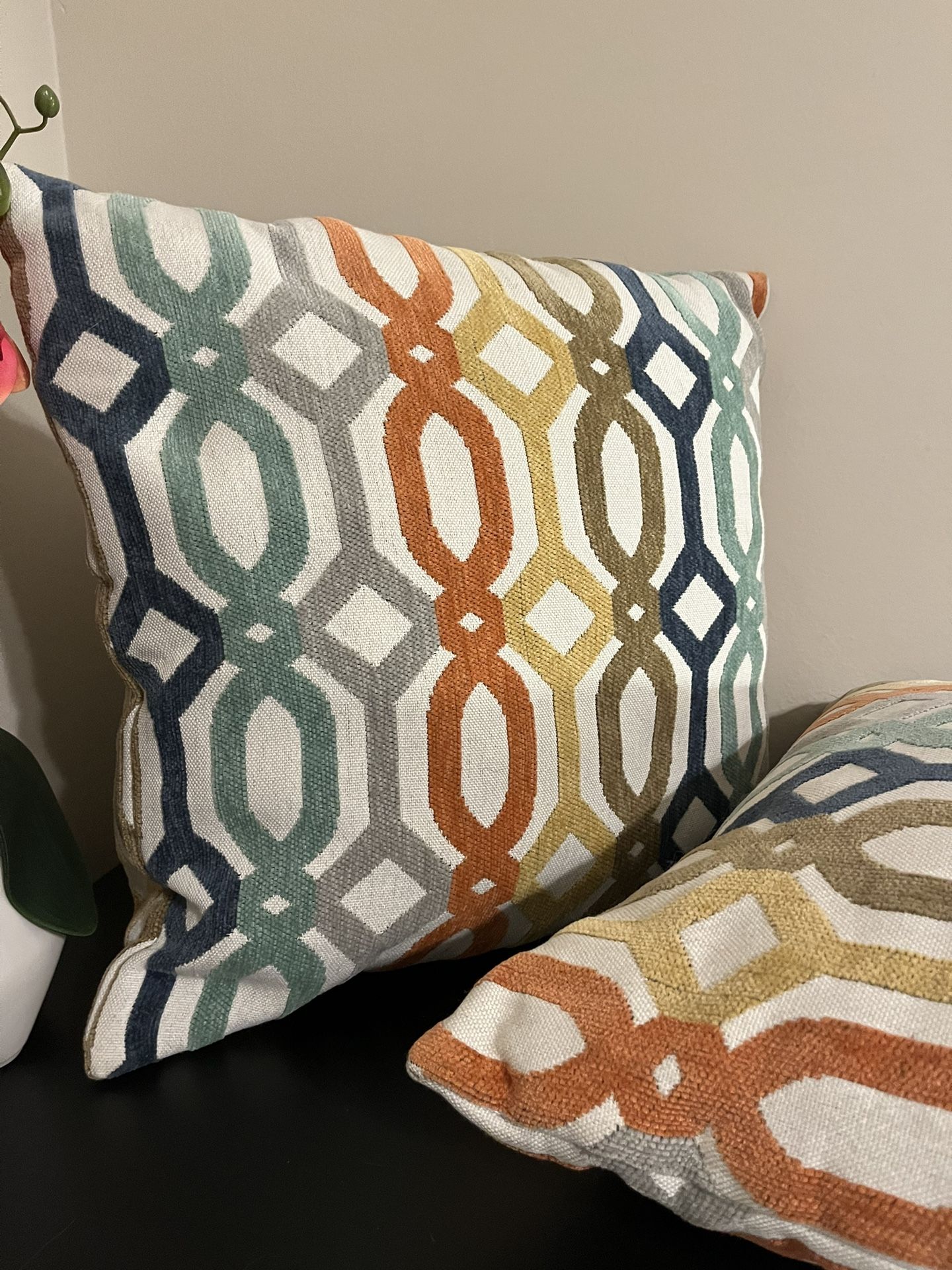 2 Multicolored Decorative Beautiful Design Throw Pillows