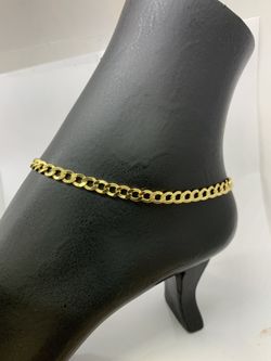 14 karat solid gold ankle anklet bracelet 10 inches long Thumbnail