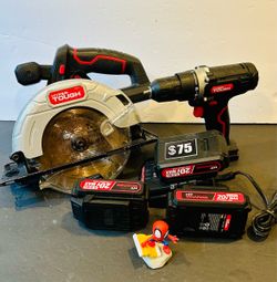 HYPER TIUGH Circular Saw, Drill/Driver, Three (3) Batteries & Charger, All in Good Working Condition