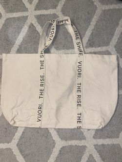 New! Large Vuori Cream Canvas Tote Bag 