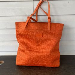 Michael Kors MK Logo Purse Tote Neoprene Orange Shoulder Bag