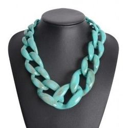 Bold Chain Design Statement Necklace Luxury Turquoise