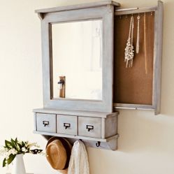 Hidden compartment jewelry front hall wardrobe mirror cabinet