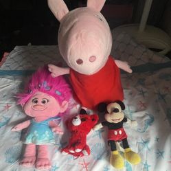 Peppa Pig, Trolls, Beanie Boos, Mickey Mouse Plushies
