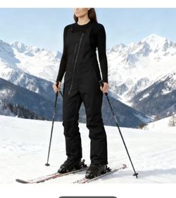 Women's Windproof High Quality Insulated Ski Bib Overalls Snow Pants - Thermal Full-Length Winter Romper with Pockets, Skiing & Snowboarding Pants for