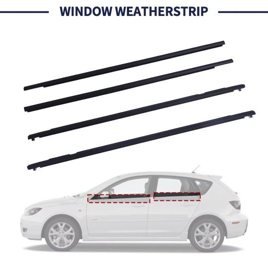 p Window Moulding Trim Seal Belt 4Pcs Mazda 3