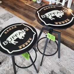 Adjustable Custom Buffalo Black Stool Set 2