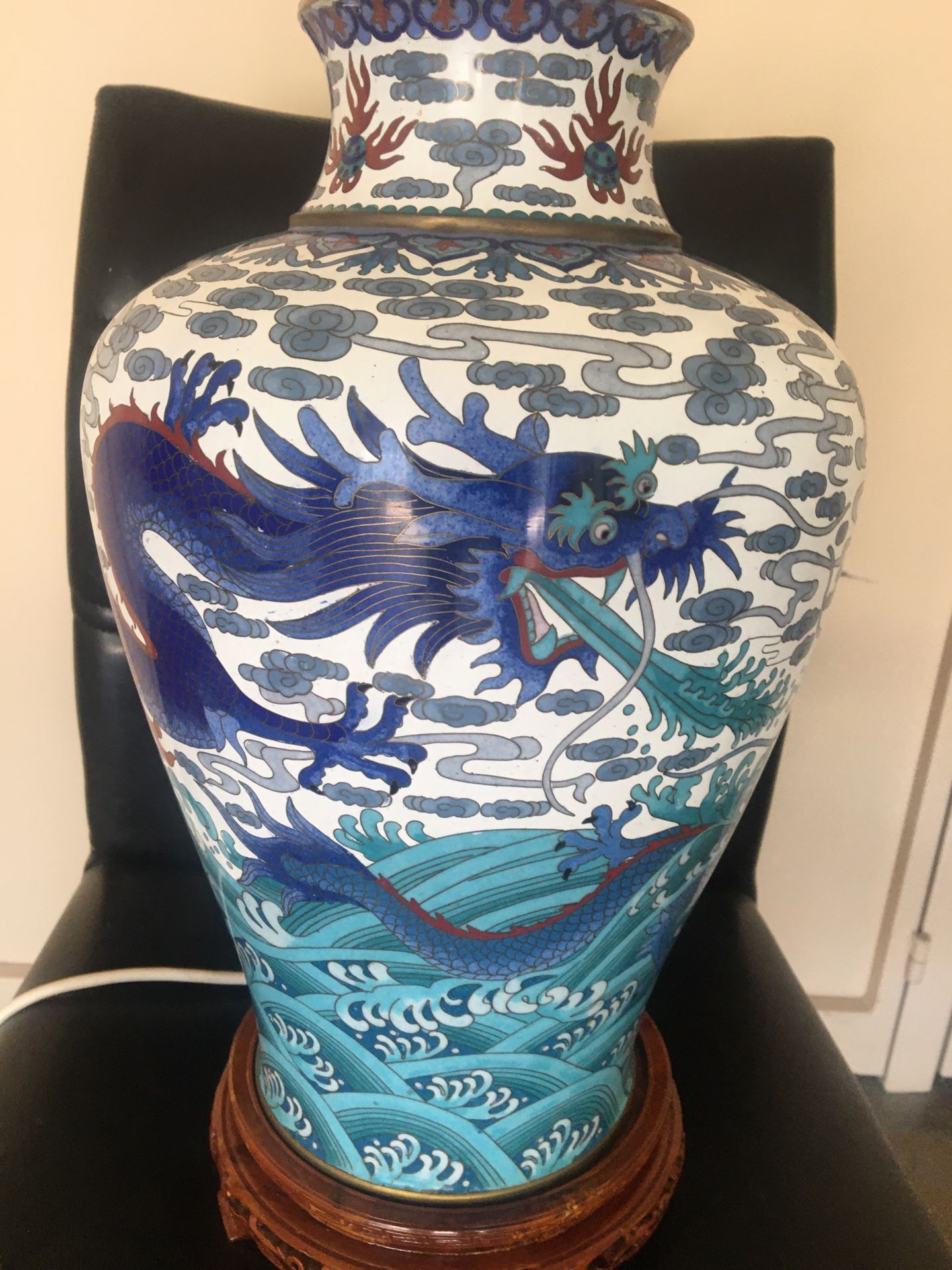 Cloisonné Dragon Vase Lamp