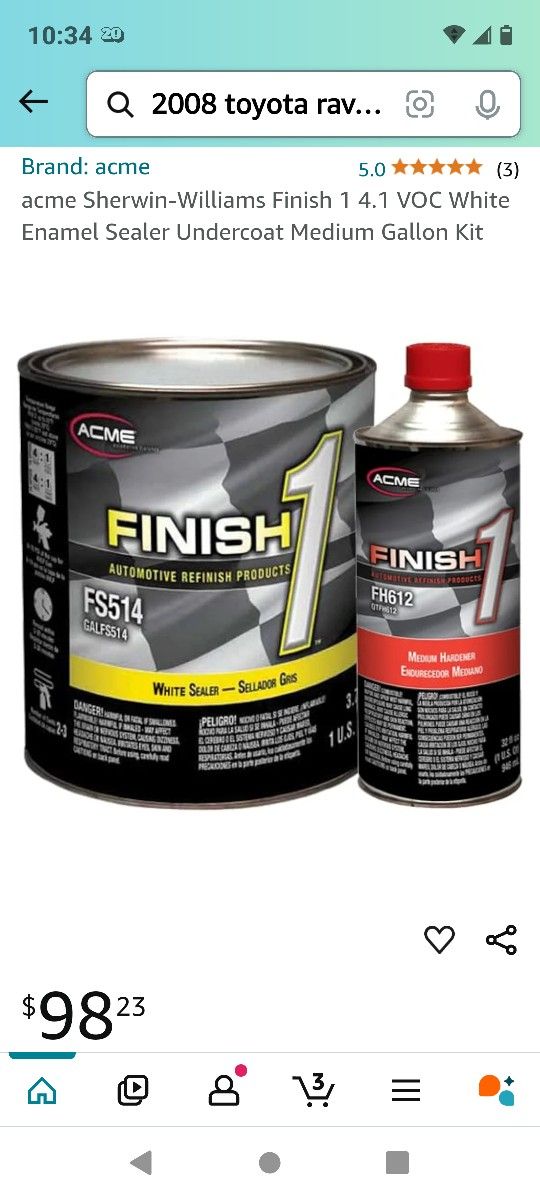 ACME SHERMIN WILLIAMS Primer/Sealer And Medium Clear Coat Hardmer