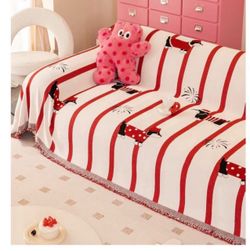 MDSASFD Couch Cover for Sofas, Sofa Couch Cover Washable for Dogs, Chenille Slipcovers Couch Covers for Protector Slipcover Pet Friendly(71"x 134"/Red
