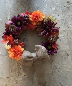 Colorful fall burlap wreath