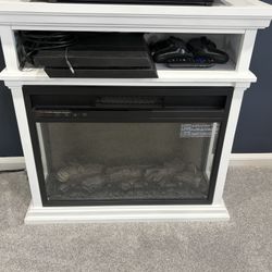 HomCom 32" Electric Fireplace with Mantel, Freestanding Heater with LED Log Flame - B09GVD4MV4