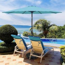 Outdoor 9 Feet Aluminum Market  Umbrella with Crank and Push Button Tilt for Patio, Garden, Deck, Backyard, Pool - No Base