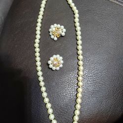 Pearl Necklace And Earrings 
