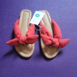 A New Day target red bow flat sandals flip flops shoes size 8