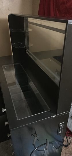 Makeup Vanity for Women with Mirror and Lights, 8 Drawers Big Modern Vanity , Transparent Top Vanity Desk with 2 RGB Drawers, with Power Outlet & Stoo