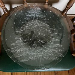 Glass Christmas Tree Serving Platter