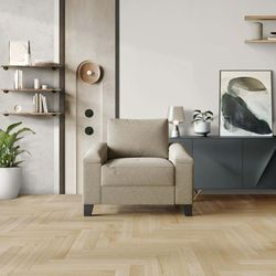 Jacqualyn Style Linen Upholstered Arm Chair dark beige