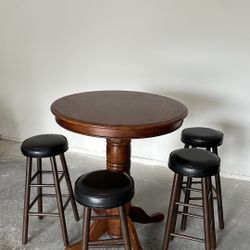 Cozy Round Pub Table Set - 4 Stools Included - Great for Small Spaces!