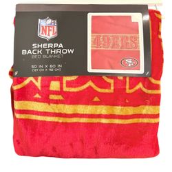 New San Francisco 49ers Blanket Red Sherpa Back Throw BED 50 IN X 60 IN  