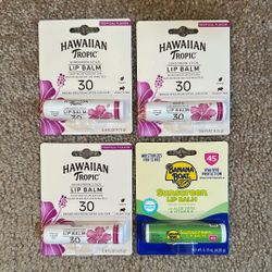 Hawaiian Tropic lip balm: $2 each