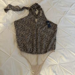 Abercrombie & Fitch Leopard Print Halter Bodysuit top