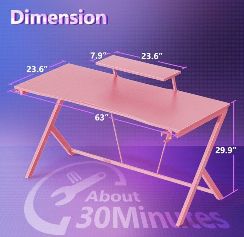 MOTPK Gaming Desk 60" with Monitor Shelf