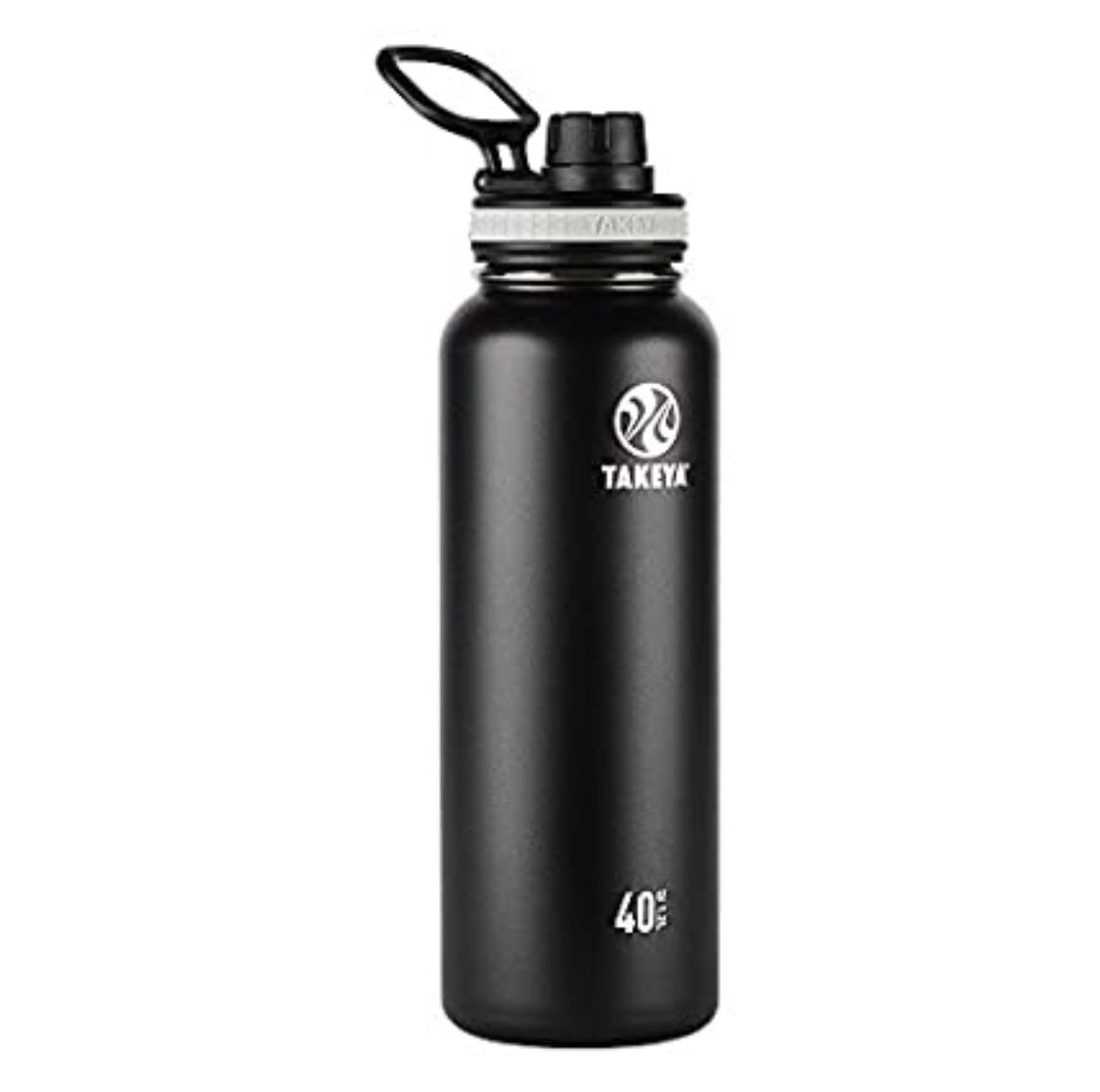 Takeya Originals Vacuum-Insulated Stainless-Steel Water Bottle, 40oz, Black