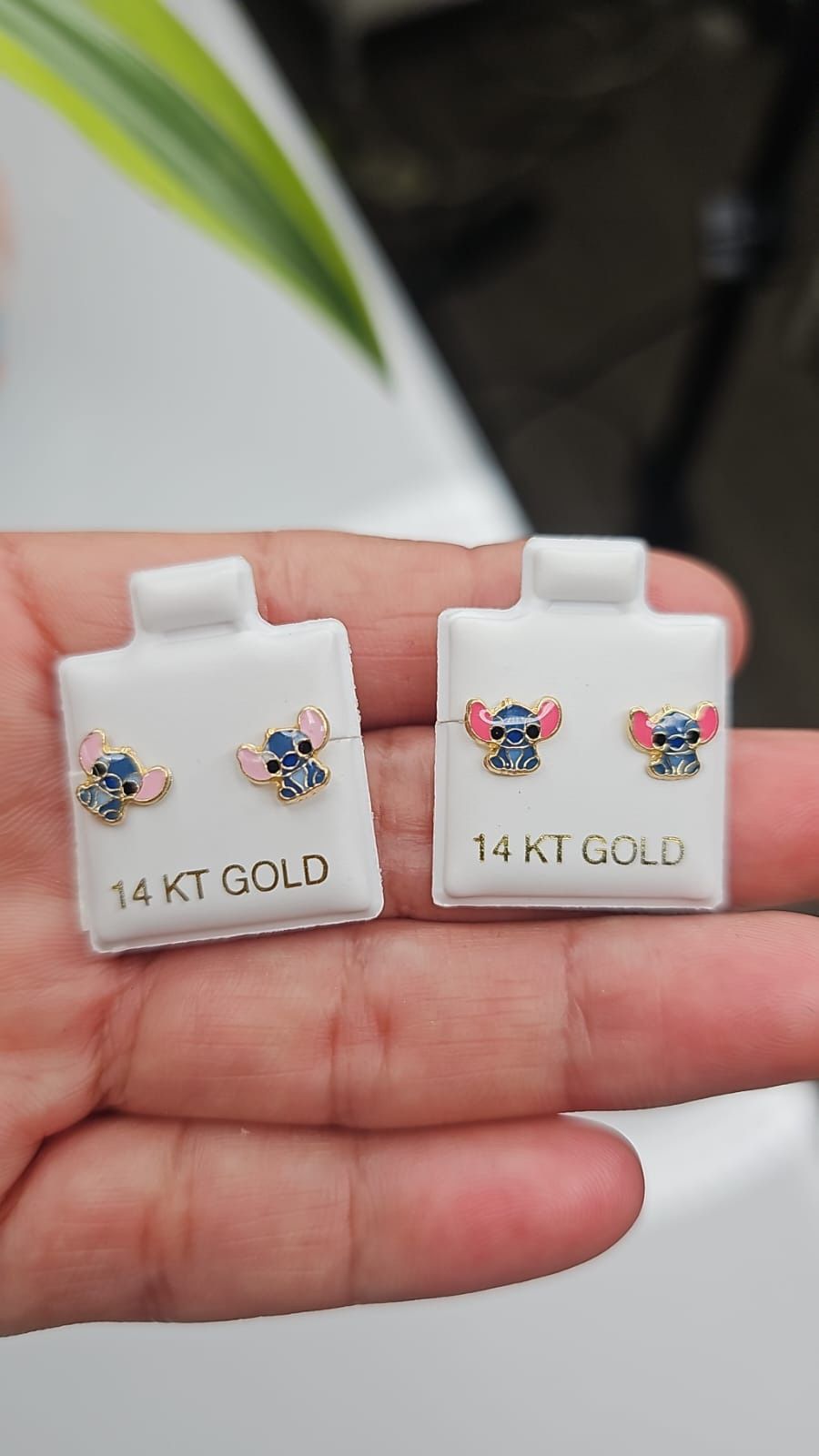 LILO And Stitch Earrings 14k Gold
