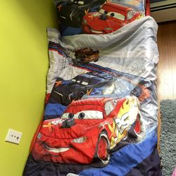 New Never Used Lightning Macqueen Bed Plastic Frame New Mattress And Comforter Set $125