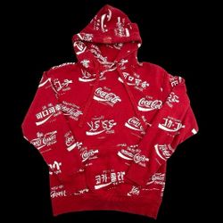 Coca Cola Size XXL Hoodie Multi Language All Over Print Hooded Sweatshirt