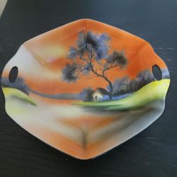 Vintage Noritake Handpainted handled plate
