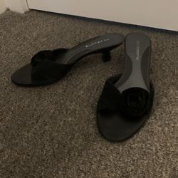 Black Suede Flower Summer Sandals