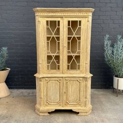 Antique Neoclassical Bleach Wood Shelf Display Cabinet, c.1950’s-Delivery Available