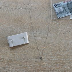 White Gold Necklace And Earrings 