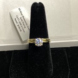 925 Silver (gold Over Silver ) Moissanite Diamond Ring  & Band