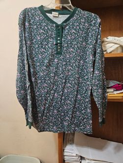 GreatLand Dark Green L/S Henley Top Medium Vintage