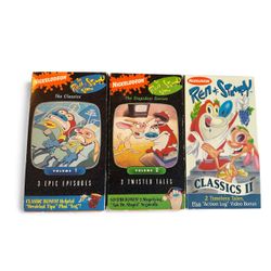 LOT of 3 Vtg Rare Ren & Stimpy Shows Nickelodeon VHS The Classics HTF TESTED