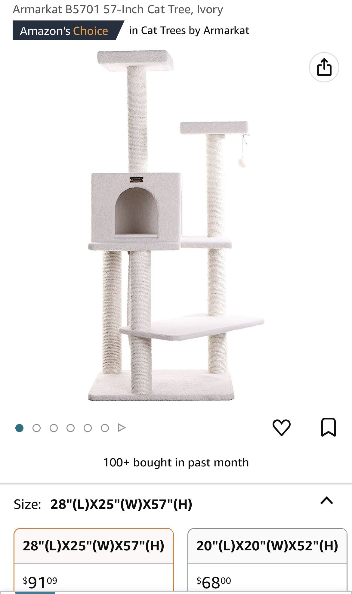 New, In Box, 57" Amarkat Cat Tree, Ivory