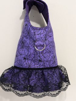 Purple Spider Web Dog Harness Dress With D-ring 