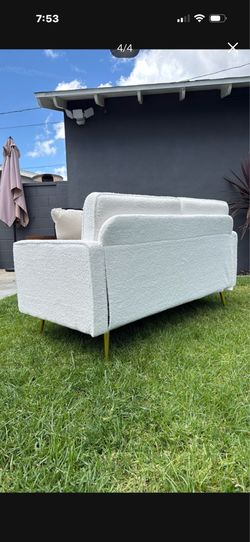 White Sherpa Loveseat Couch