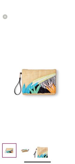 Abstract Botanical Embroidered Strap Clutch bag Tabitha Brown for Target Tan nwt