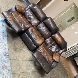 Leather Couch . 2 Recliners. 