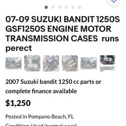 2007 Suzuki Bandit 1250 Complete Auto Parts Bill Of Sale No Run