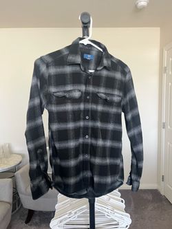 George Black and Gray Plaid Flannel Button-Up Shirt Size XS 30-32