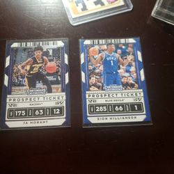 Zion & Ja Contender Prospect Ticket Cards