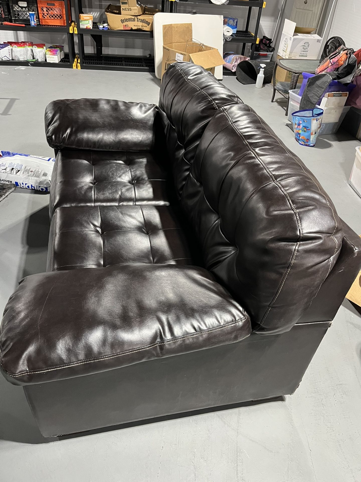 Dark Brown Leather Sofa Loveseat couch
