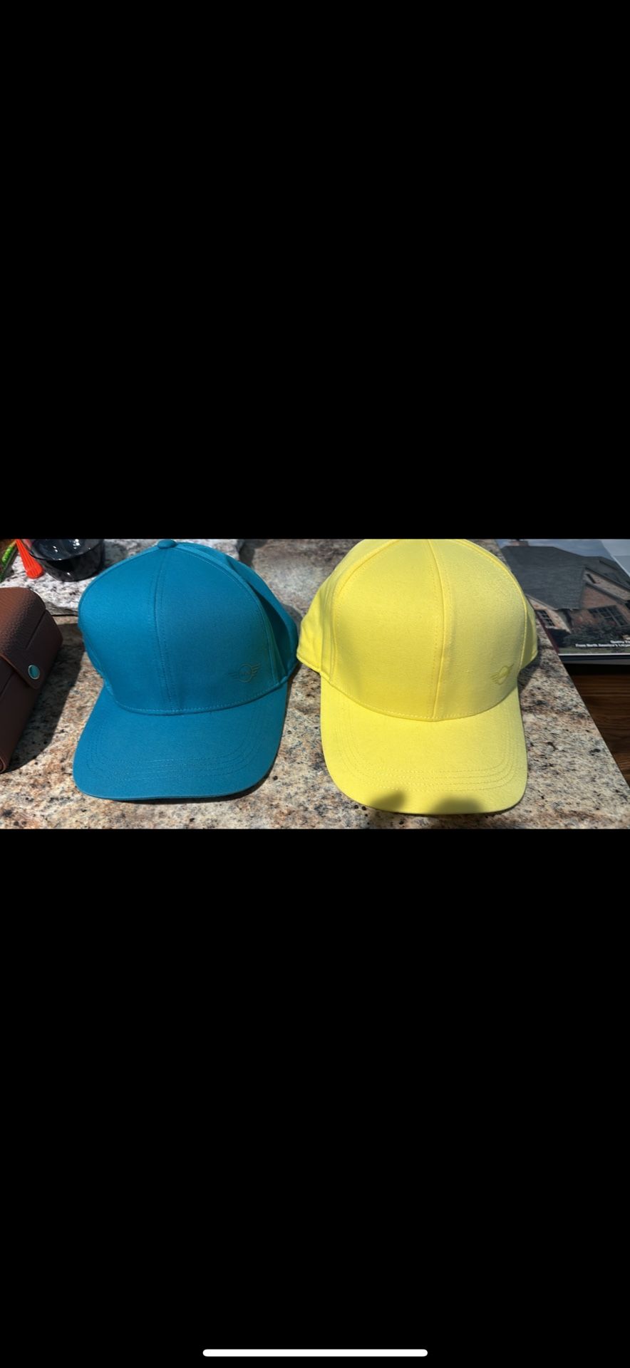 Mini Cooper Hats, Teal And Yellow New